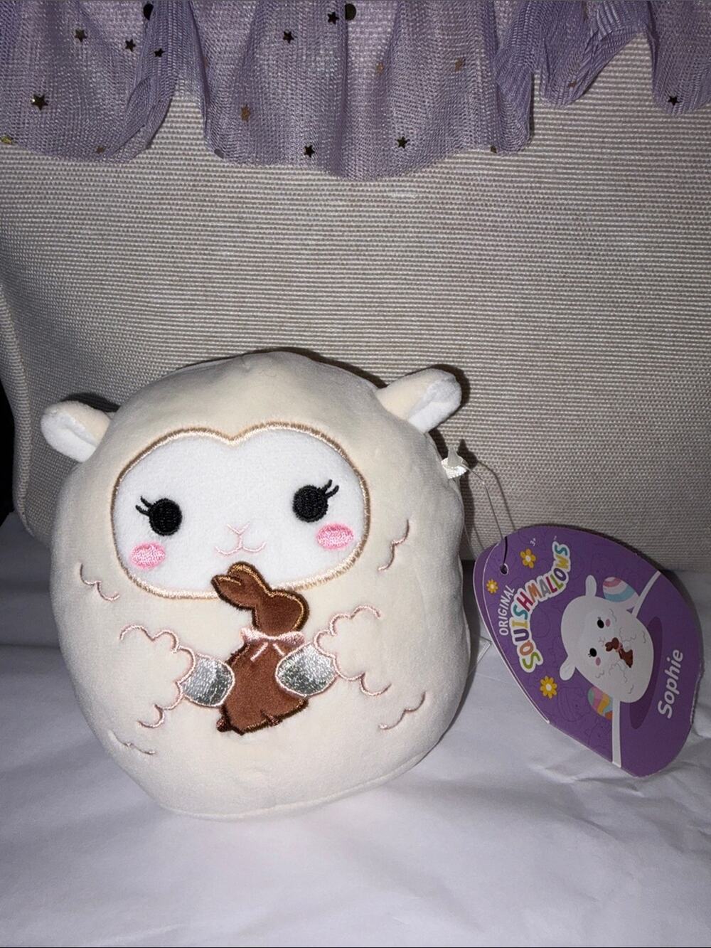 Squishmallows Sophie Lamb Plush - Cream with Pink & Silver Accents NWT 5”